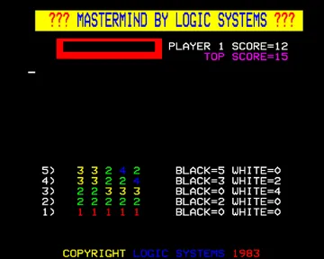 Mastermind (1982)(Logic Systems)[h TSTH] screen shot game playing